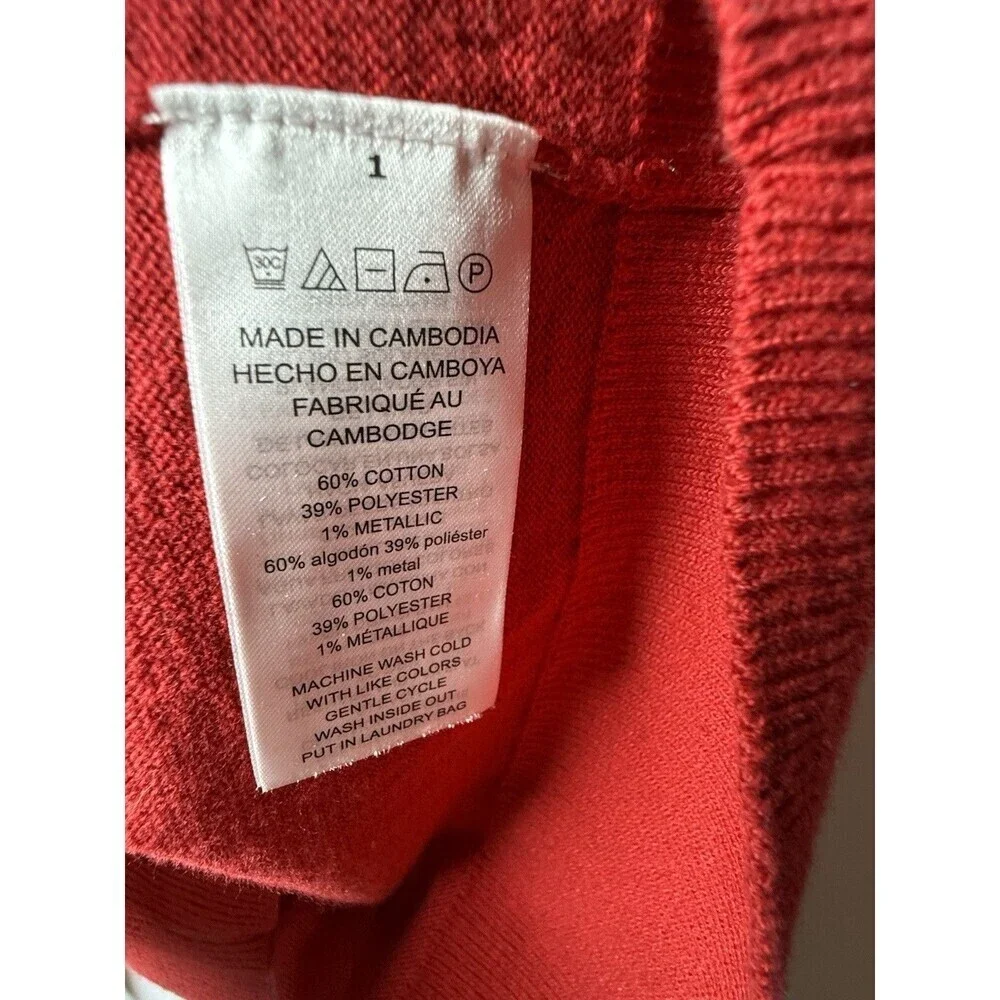 MICHAEL KORS Women Red Logo Long Sleeve Turtle Neck Sweater Small NEW